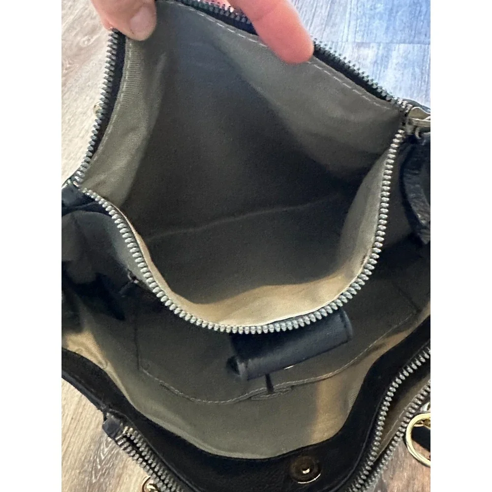 American Leather Co. Taylor Triple‎ Entry Satchel Black Color Handbag